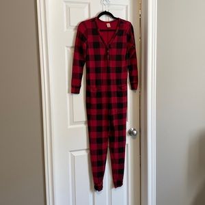 Smash + Tess red plaid onesie